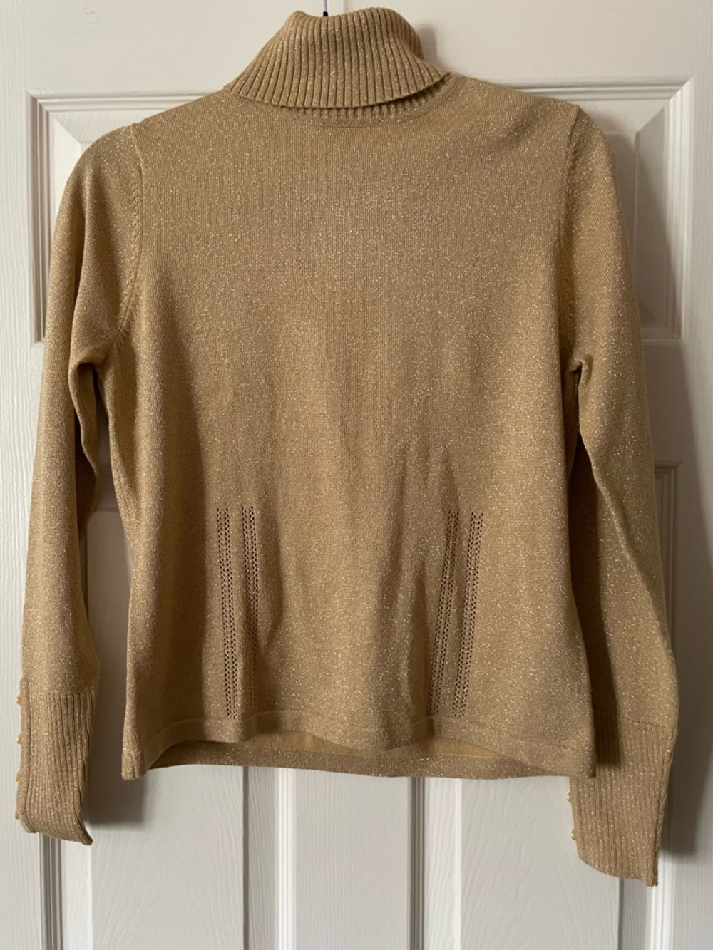 Amanda Smith Shiny Gold Turtle Neck Sweater